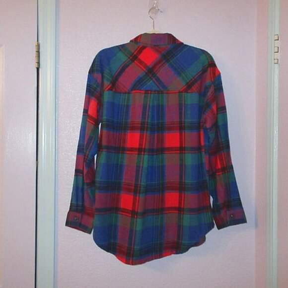 Maurices Patchwork Plaid Flannel Shirt Size S Button Up Oversized Artsy NWT - Picture 7 of 11